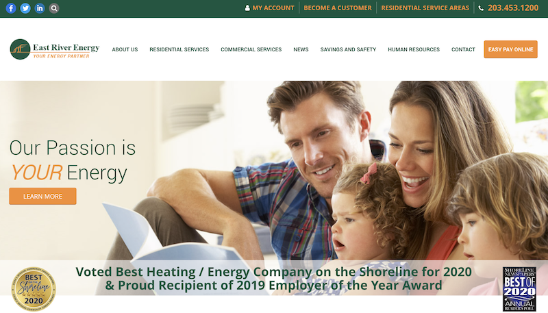 Pagina web de East River Energy.
